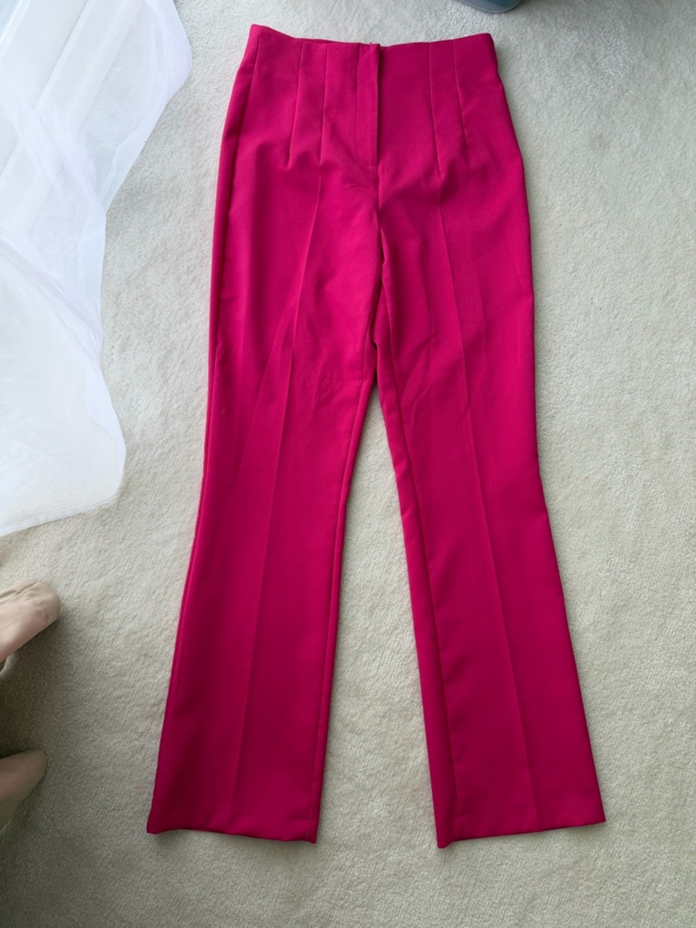 Zara Bright Fuchsia Tailored Dress Pants Trousers Straight Leg Fit